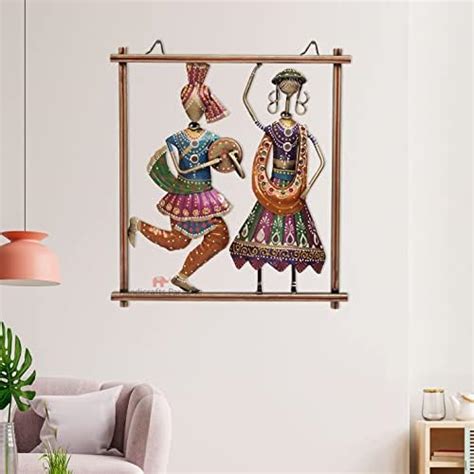 Handicrafts Paradise Iron Couple Playing Dandia Wall Décor for Living ...