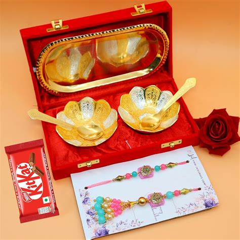 Jaipur Ace Premium Rakhi Hamper Bhaiya Bhabhi Rakhi With Silver Plated ...