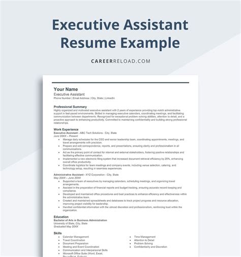 Executive Assistant Resume Examples And Writing Tips - Career Reload