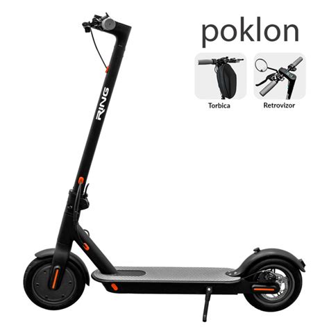 Elektricni trotinet Ring RX2 crni + torbica + retrovizor - Mob-Shop