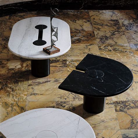 Liguria Rounded Black Marble Side Table with Black Marble Base by ...