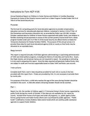 Fillable Online acf hhs Instructions for Form ACF-4125 - Administration ...