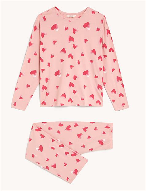Buy Pure Cotton Heart Print Pyjama Set at Marks & Spencer