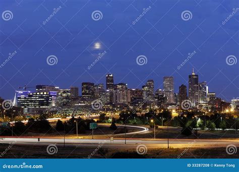 Denver Skyline at Night, Colorado Editorial Stock Photo - Image of ...