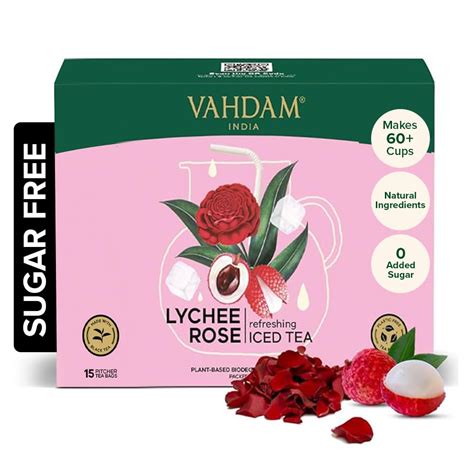 Lychee Rose Iced Tea Bags - 15 Pitcher Tea Bags | Zero Added Sugar ...