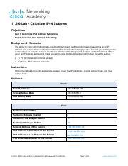 Lab Calculate IPv4 Subnets 的图像结果