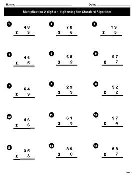 Standard Algorithm for 2 Digit Multiplication 的图像结果