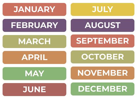 Months Until March 2026 Colorful months Of The Year Chart ...