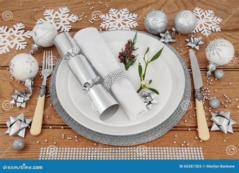 Christmas Dinner Place Setting Stock Image - Image of dining, fork ...