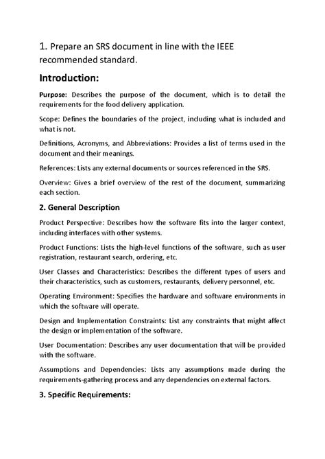 SRS1 - 1. Prepare an SRS document in line with the IEEE recommended ...
