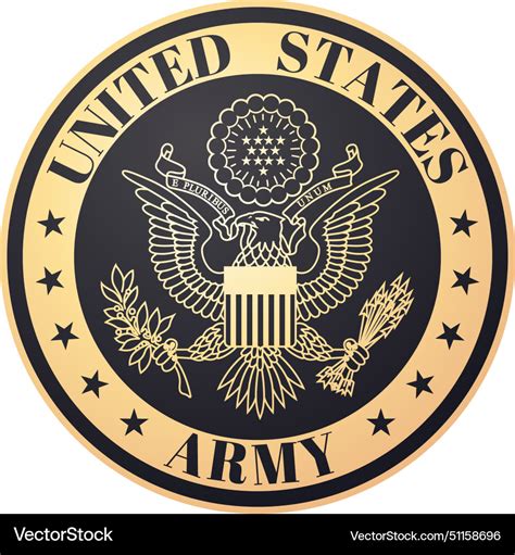 Golden seal of the united states army Royalty Free Vector
