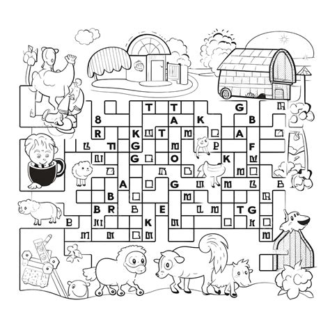 Black And White Crossword In English Education Game For Children ...