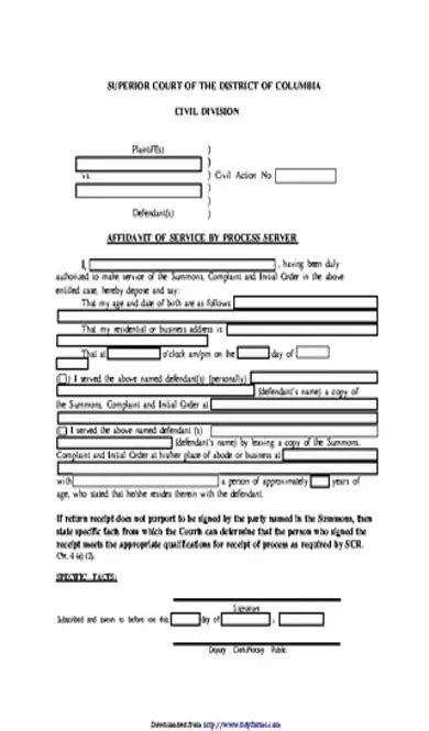 Image result for Process Server Affidavit of Service Form