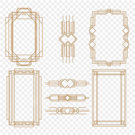 Art Deco Frame Vector Hd PNG Images, Set Of Art Deco Frame, Element ...