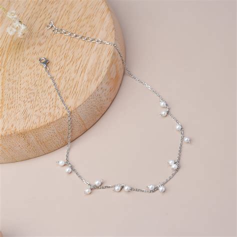 Sterling Silver Mini Pearls Anklet – LIORA - 925 Silver Jewellery
