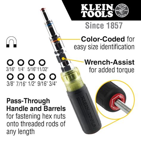 Klein Tools 9-in-1 Pass Through 9-Piece Standard (SAE) Hex Nut Driver ...