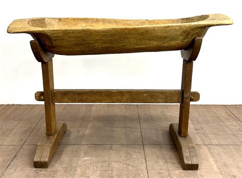Lot - Antique Wood Dough Trough & Stand