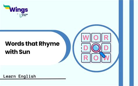 Words That Rhyme with Sun: One-Syllable, Three Letter, Four Letter ...