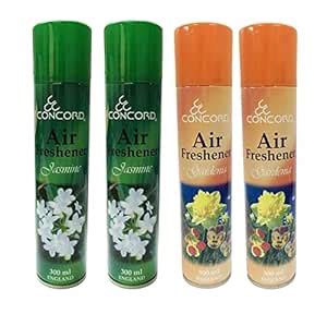 CONCORD (Pack 4) Air Freshener 300ML Each (JASMINE, GARDENIA) : Amazon ...
