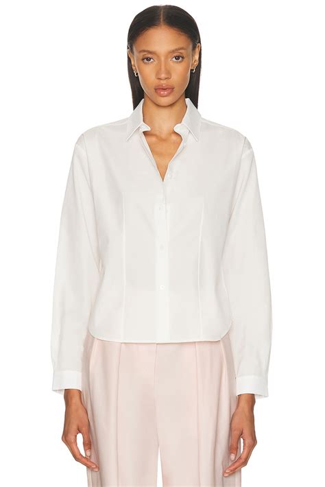 RENGGLI Cropped Long Sleeve Button Up Top in Bone | FWRD