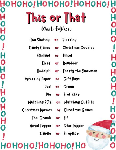 This or That Game Office Edition | This or That Christmas Game ...