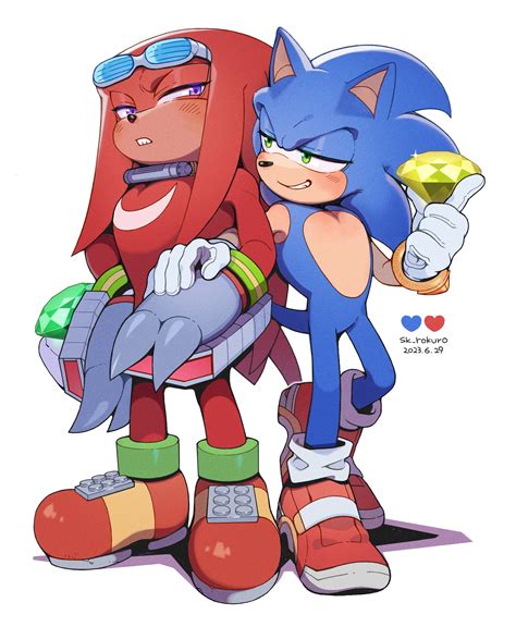 sonic the hedgehog and knuckles the echidna (sonic) drawn by sk_rokuro ...