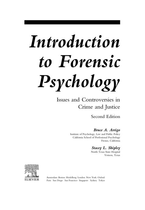 Introduction to Forensic Psychology: Issues and Controversies in Crime and Justice 2nd Edition ...