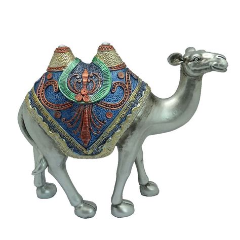 Turtle King 2-Humpback Standing Camel Figurine Silver with Color ...