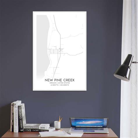 New Pine Creek Oregon Map Poster, Modern Home Decor Wall Art Print ...