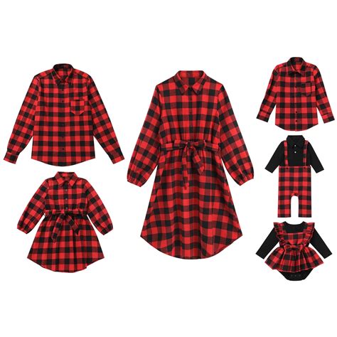 FYMNSI Christmas Matching Family Outfits Mommy and Me Red Plaid Dresses ...