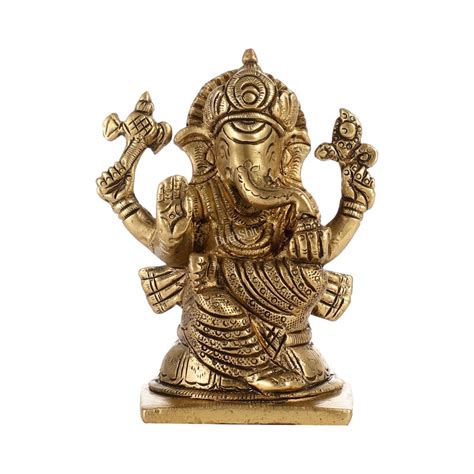 Buy Majestic Brass Ganesha Idol | Height 4 inch - Budhshiv.com