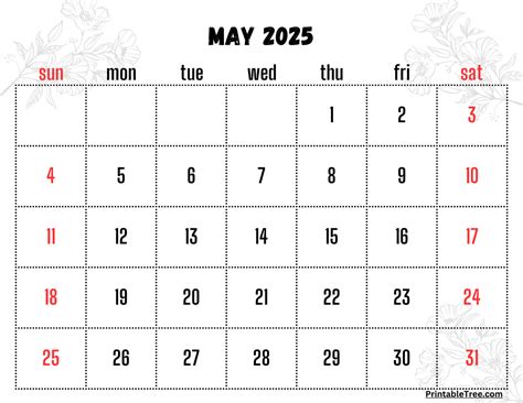Free May 2025 Calendar Printable PDF Template with Holidays
