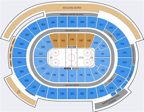 Rogers Arena Seating Chart with Seat Numbers and Rows