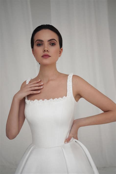 Square Neck Satin Wedding Dress