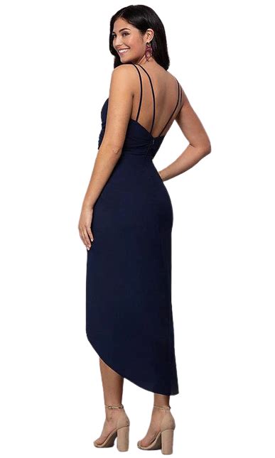 Navy Blue Spaghetti Strap Ruched Bodycon Midi – ShObO