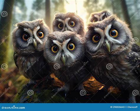 A group of owls stock illustration. Illustration of family - 290026643