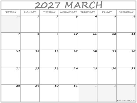 March 2027 calendar | free printable calendars