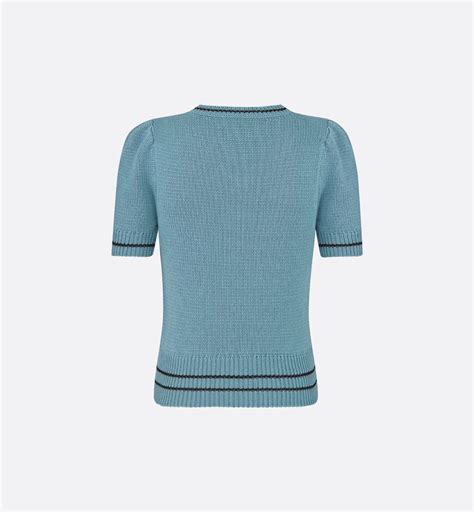 Short-Sleeved Sweater Blue Wool and Cashmere Knit | DIOR