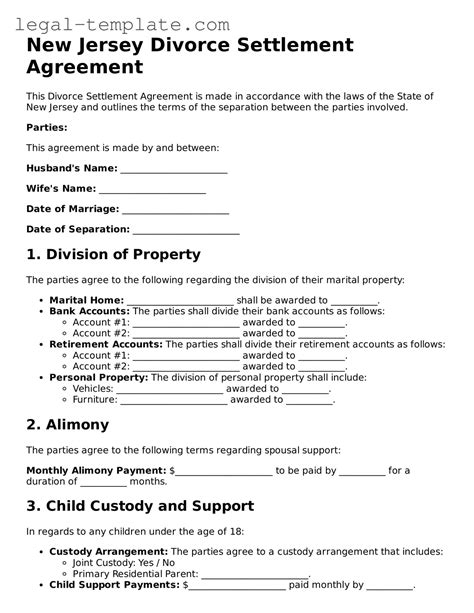 Prepare Your New Jersey Divorce Settlement Agreement With Our Printable ...