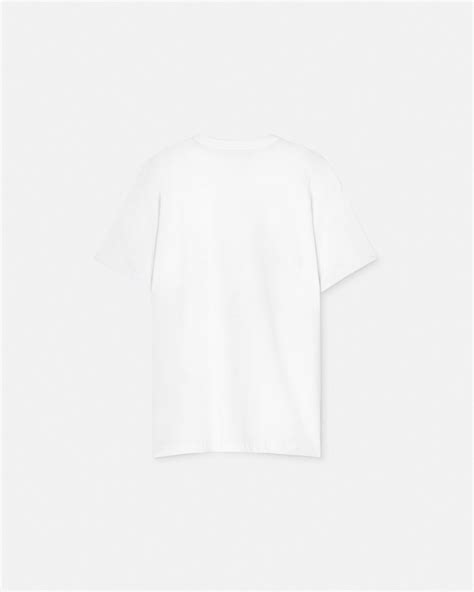 V-Emblem Metallic Logo T-Shirt White | VERSACE