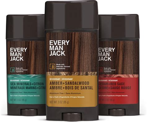 Every Man Jack Men's Deodorant Variety Set - Includes Three Full-Sized ...