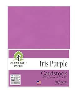 Iris Purple Cardstock - 8.5 x 11 inch - 65Lb Cover - 50 Sheets : Amazon ...
