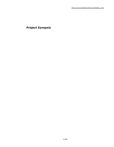 Ebilling synopsis - programmer2programmer Project Synopsis 1 / 19 ...