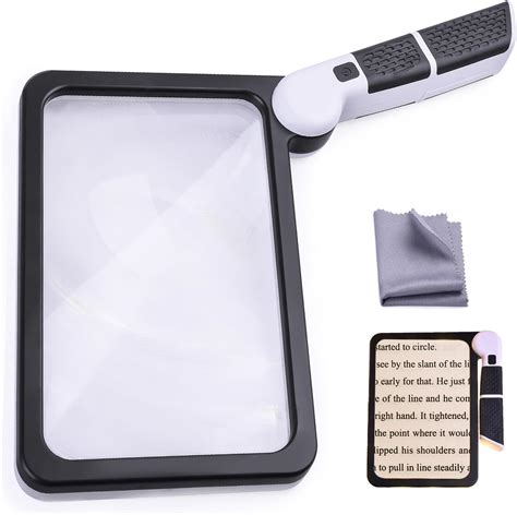 Amazon.com: Hand-held Rectangular Magnifying Glass, LED Light Magnifier ...