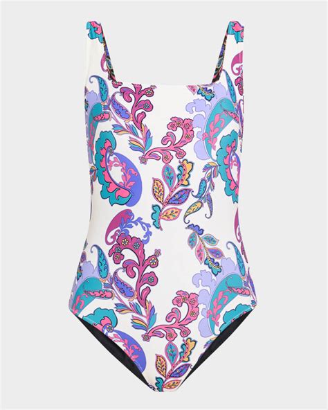 Johnny Was Fatima Reversible Square-Neck One-Piece Swimsuit | Neiman Marcus