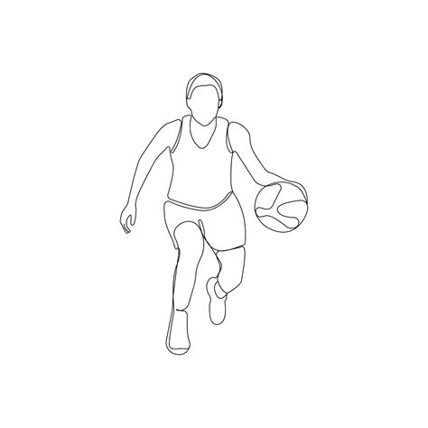 Premium Vector | Young boy playing basketball continuous line drawing ...