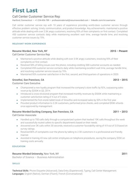 Customer Service Rep Resume Sample 的图像结果