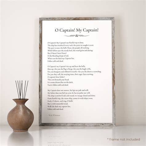 O Captain My Captain by Walt Whitman Poem Print Poetry | Etsy