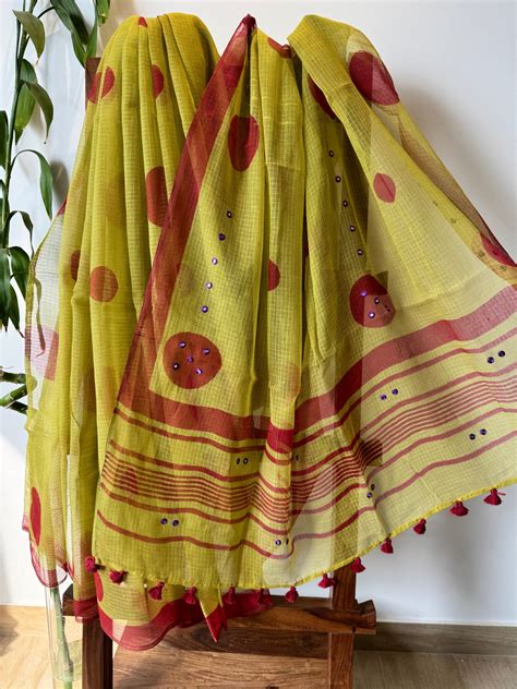 Embroidered pallu - Mehandi Green kota Doria Saree – Soovos Apparels ...