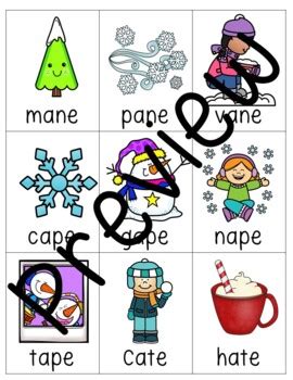 Winter CVC - CVCe Basic Card Games (Long & Short Vowels) Silent e